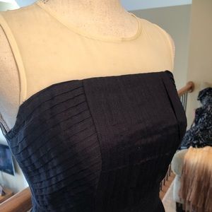 Loft Sheer Neck Pleated Dress